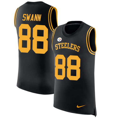 Nike Steelers #88 Lynn Swann Black Team Color Men's Stitched NFL Limited Rush Tank Top Jersey - Click Image to Close